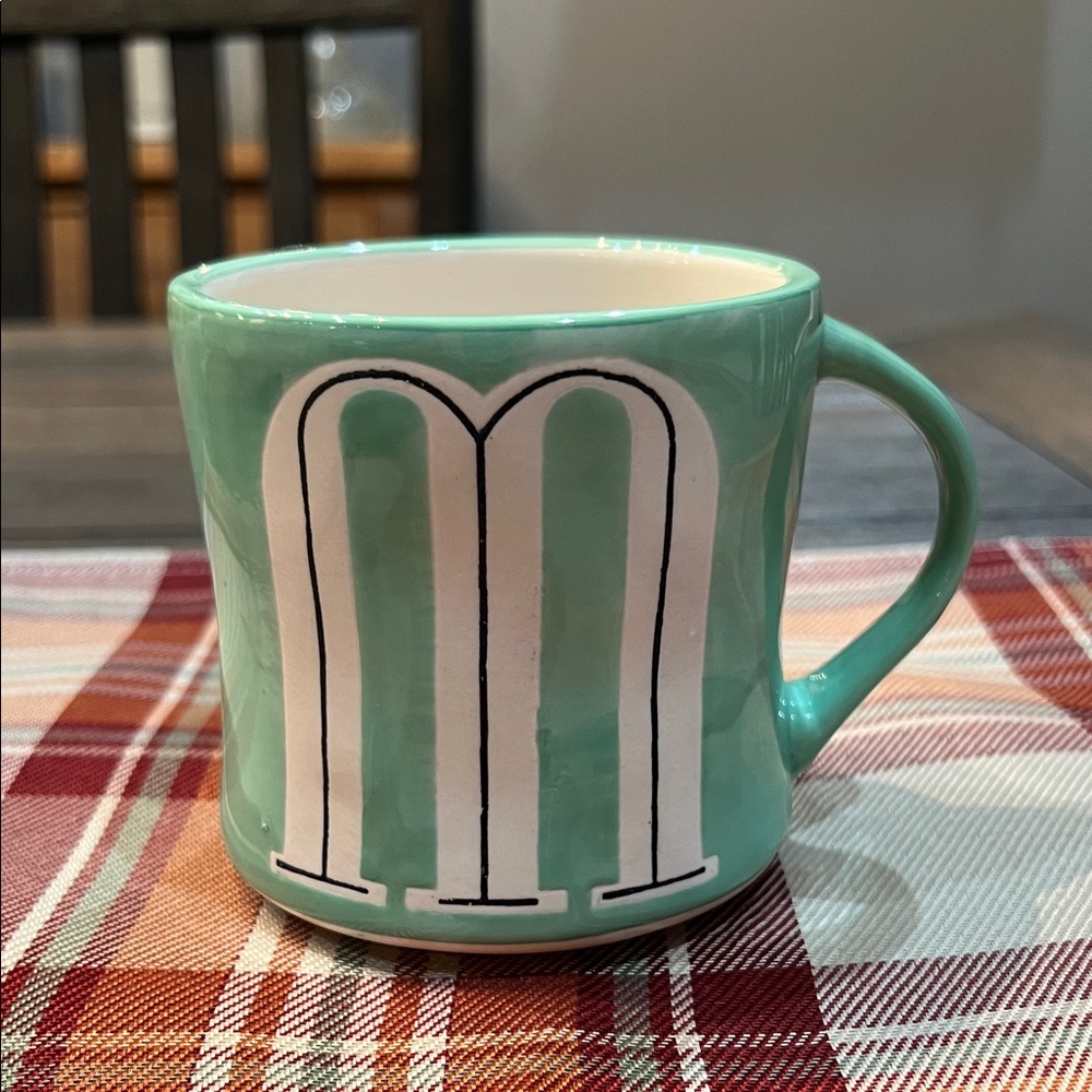 Anthropologie Green Monogram “M” Mug